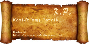 Komlóssy Patrik névjegykártya